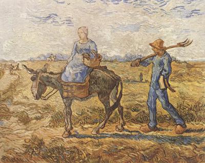 Vincent Van Gogh Morning:Peasant Couple Going to Work (nn04) Germany oil painting art